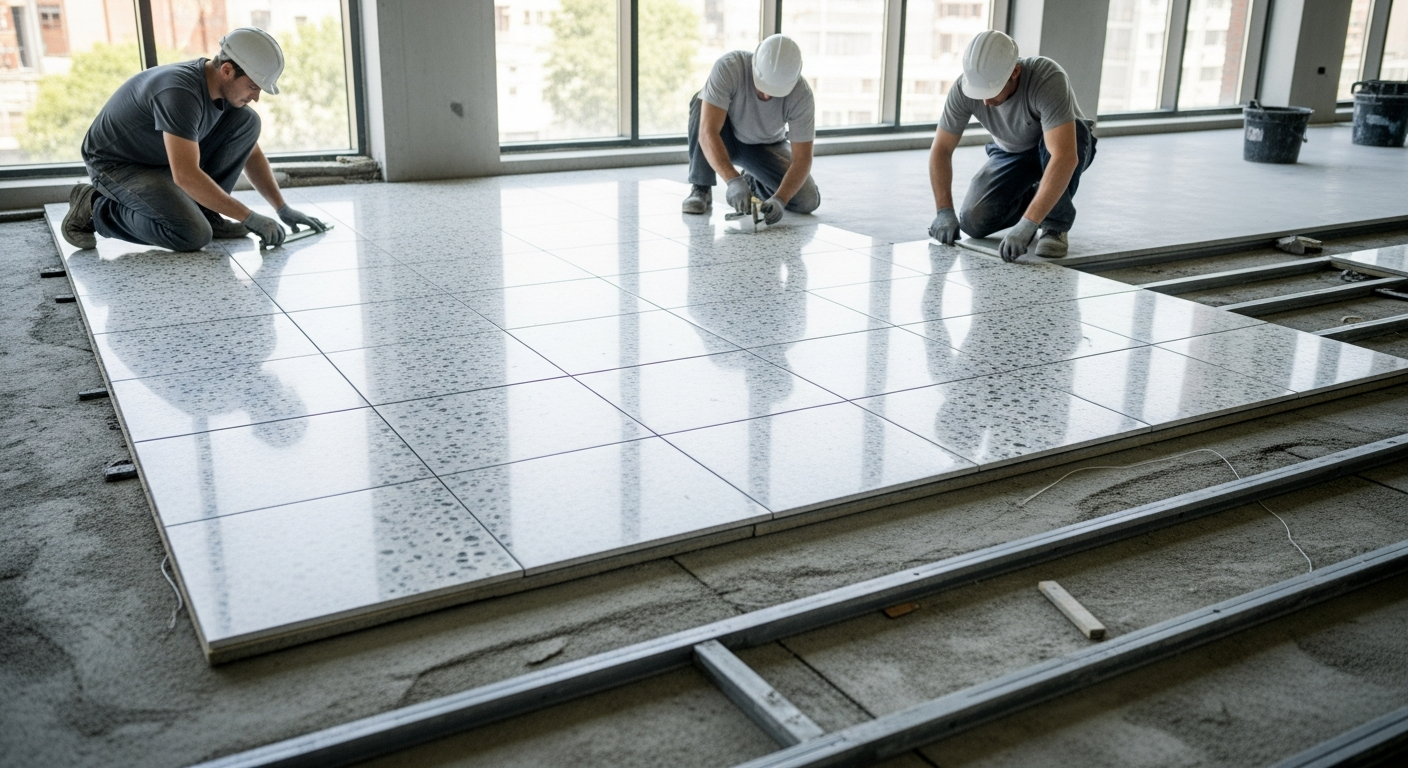 Terrazzo Tile Application and Load Calculation After Low Floor Filling
